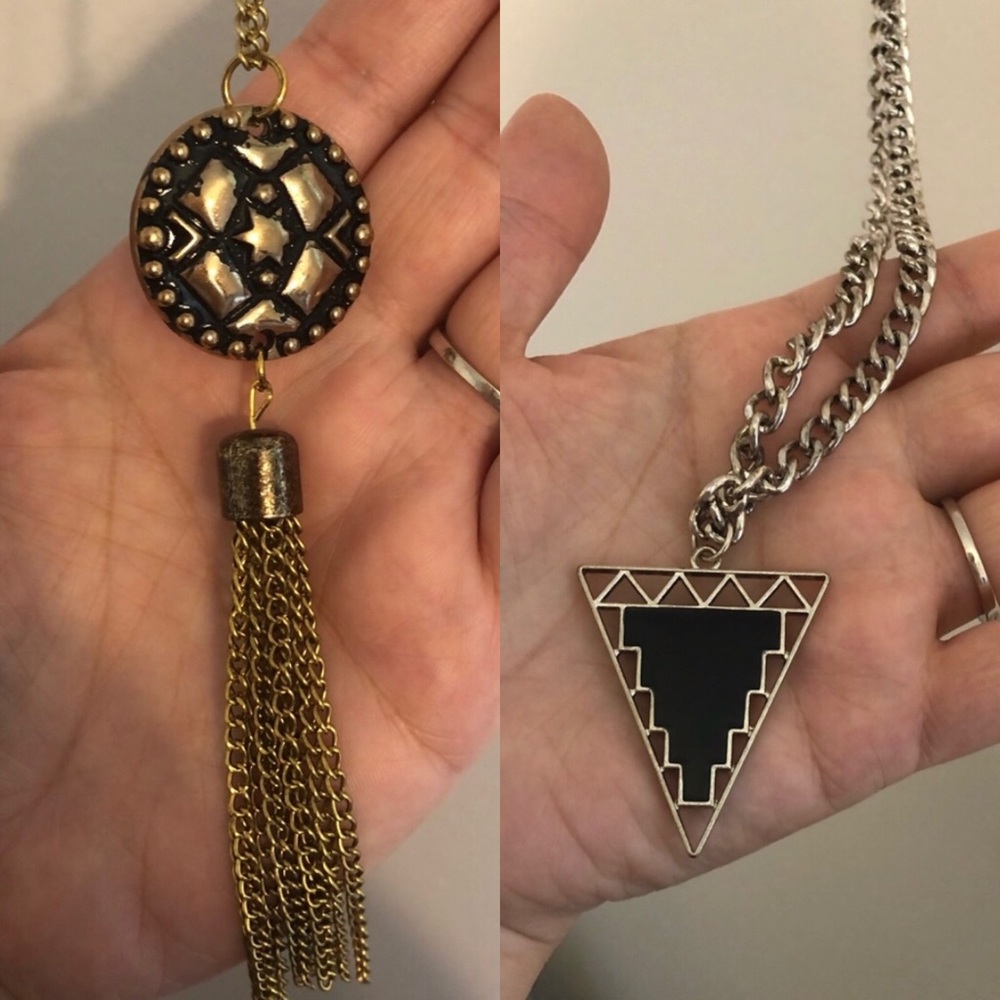 2 statement necklaces with jewelry hanger